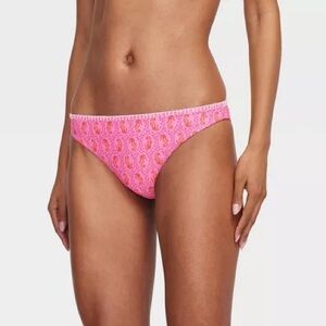 Women's Seahorse/Multi Stripe Reversible Bikini Bottom Pink NWT